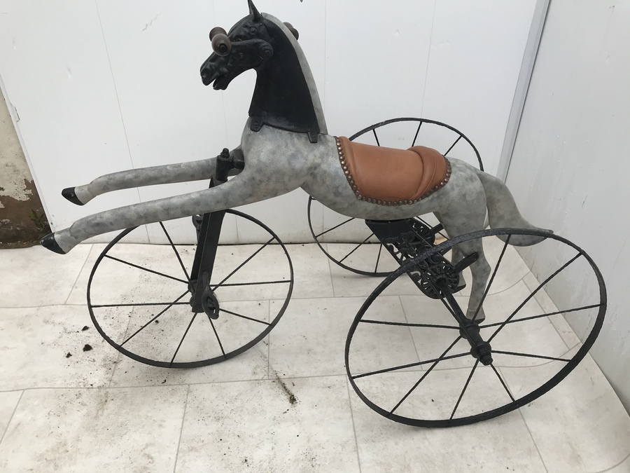 Victorian child’s self propelled tricycle horse