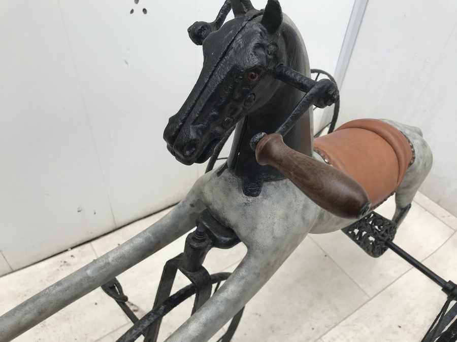 Antique Victorian child’s self propelled tricycle horse