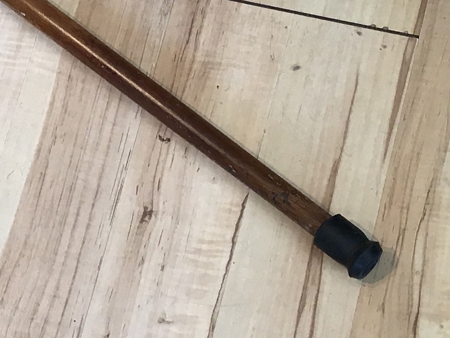 Antique Gentleman’s walking stick sword stick with silver collar hallmarked Birmingham 1894