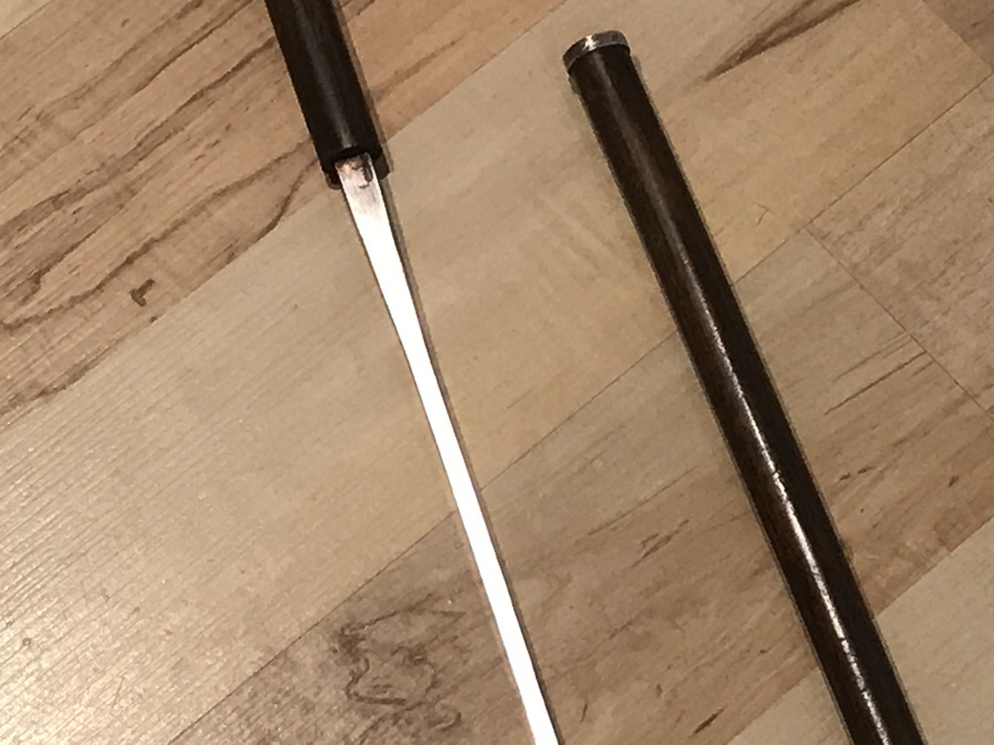 Antique Gentleman’s walking stick sword stick with silver handle 