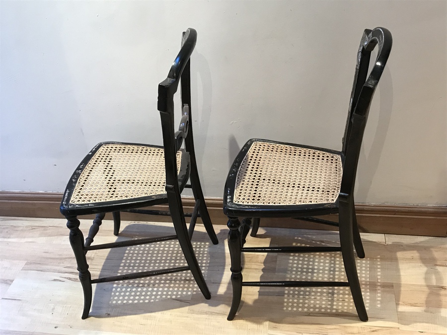 Antique Pair of Lady’s bedrooms mother of Pearl Berger seated chairs  