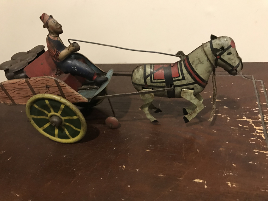 Antique Vintage wind up mechanical  tin plate toy