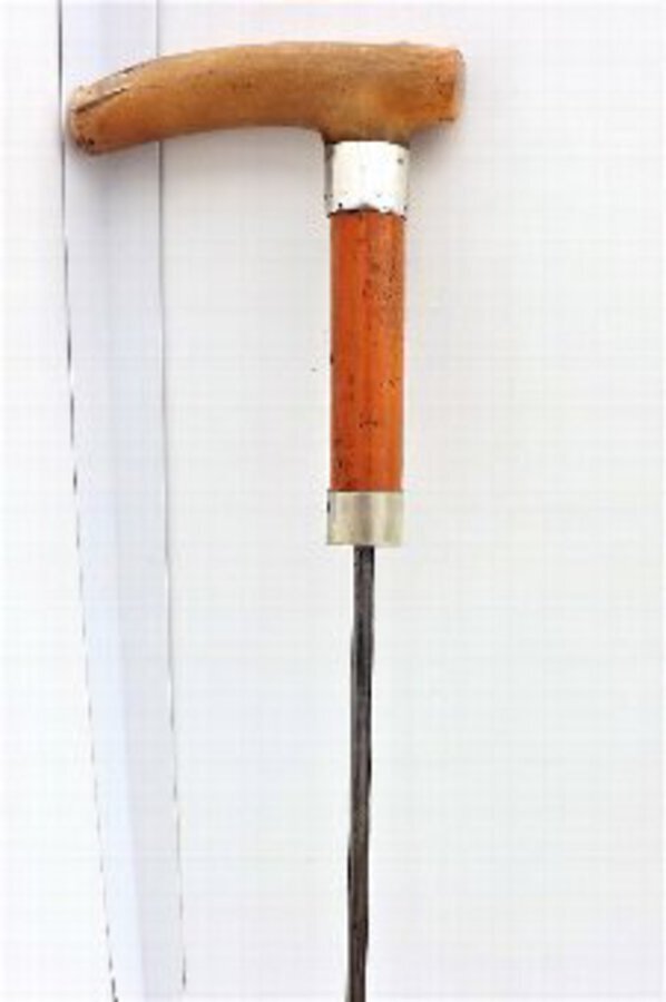 Antique Gentleman's sword stick with horn and metal  mount