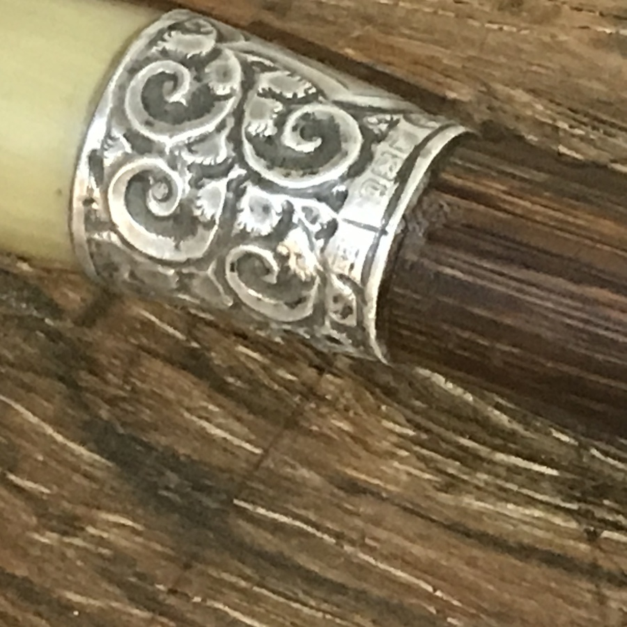 Antique Gentleman’s walking stick sword stick with silver mounts hallmarked London 1908