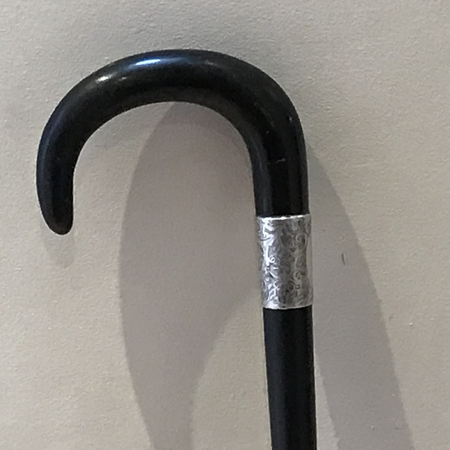 Antique Walking stick sword stick with silver collar hallmarked Birmingham 1918