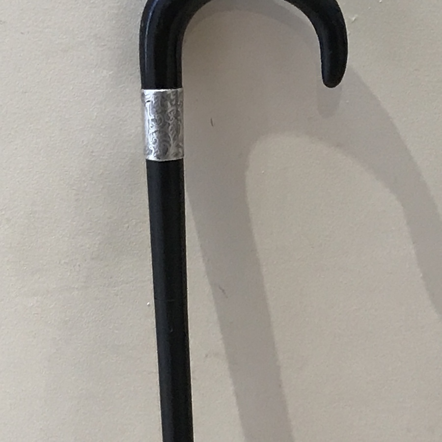 Antique Walking stick sword stick with silver collar hallmarked Birmingham 1918