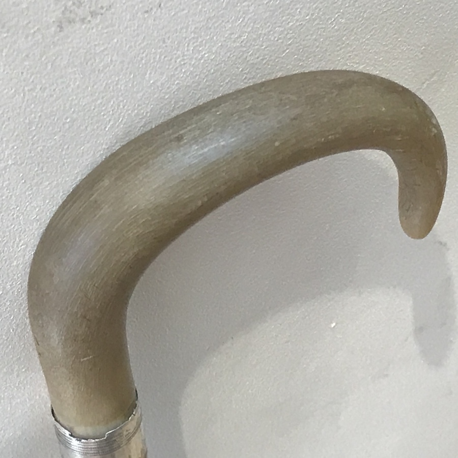 Antique Horn handled Gentleman’s walking stick sword stick with silver collar 