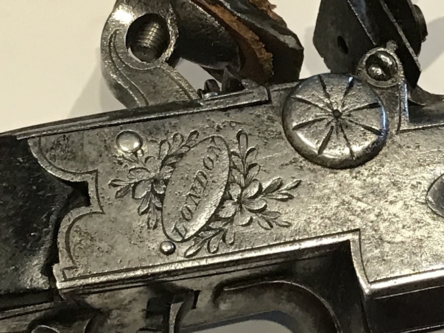 Antique Flintlock double over & under pistol by Spencer of London 