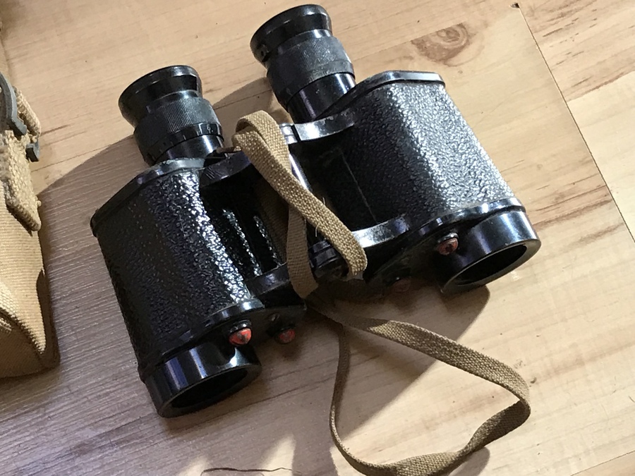 Antique British Army officers binoculars and case 2WW