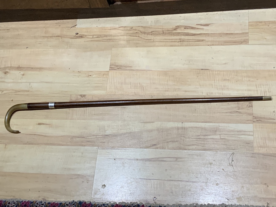 Gentleman’s walking stick sword stick with silver collar hallmarked Chester 1912