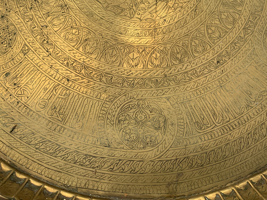 Antique Islamic brass top occasional table Victorian 