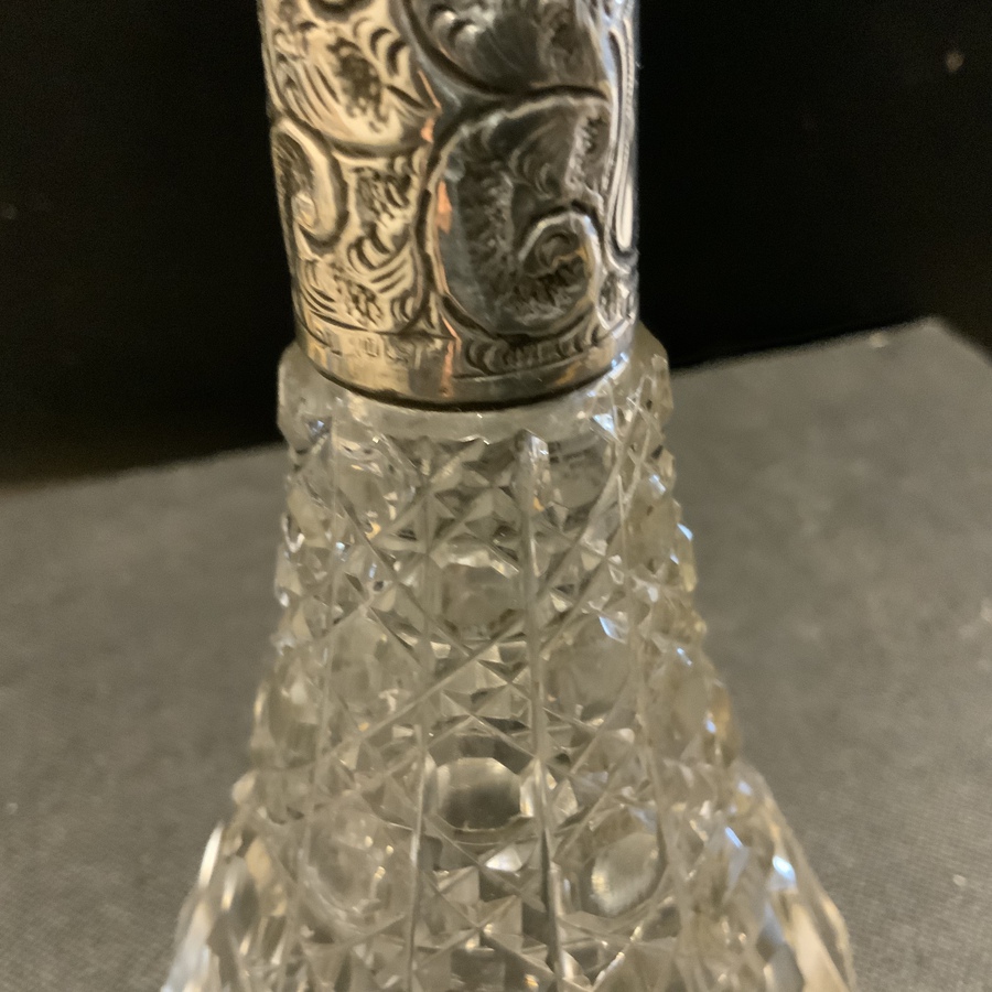 Antique Scent bottle with silver collar 