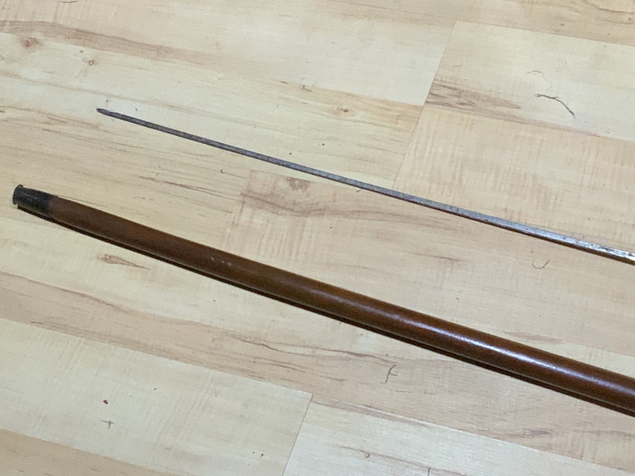 Antique Gentleman’s walking stick sword stick horn handled malacca cane