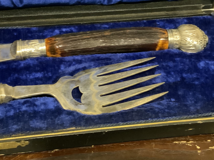 Antique Fish serving boxed cutlery 