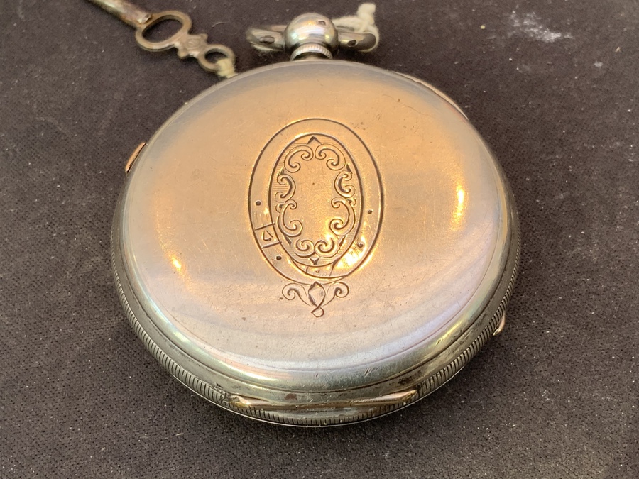 Antique Coventry Chronograph solid silver pocket watch