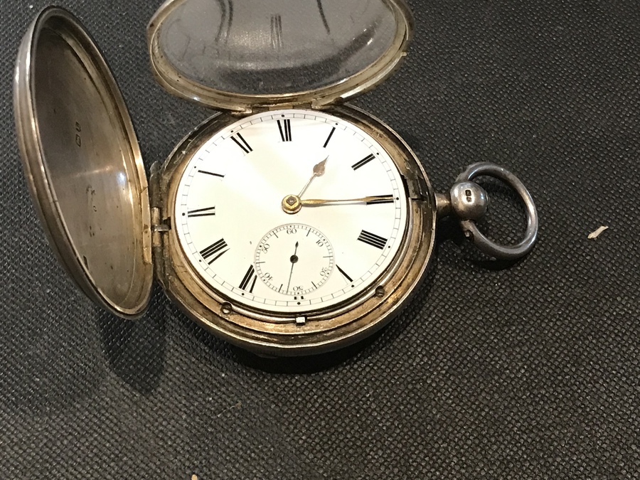 Antique Kate Barnwell Coventry full Hunter pocket watch 1886 silver cased fusee