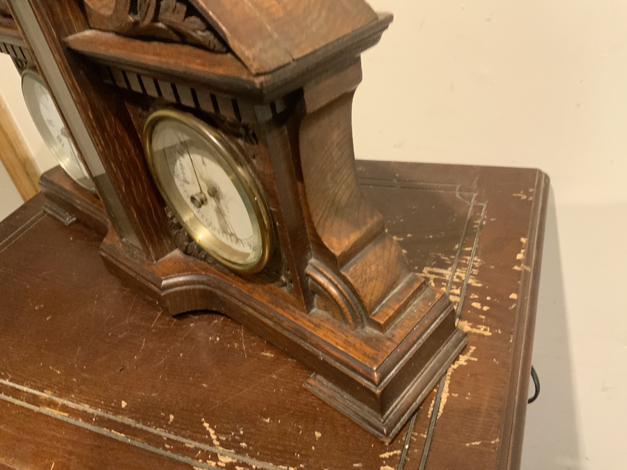 Antique Weather Station & Clock in Oak case