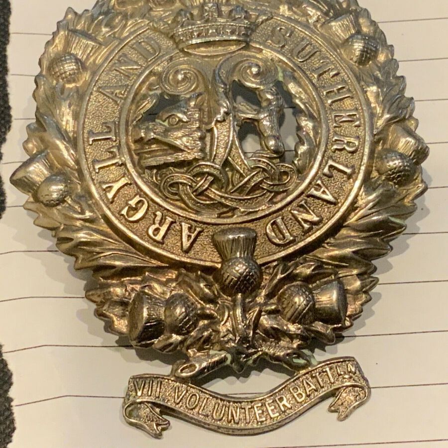 Antique Argyle & Sutherland 7th Volunteer Battalion 1WW cap badge
