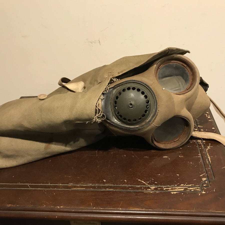 Antique Gas mask with shoulder bag circa 1940