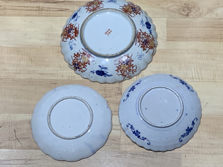 Antique Japanese Satsumas set of 3 chargers 