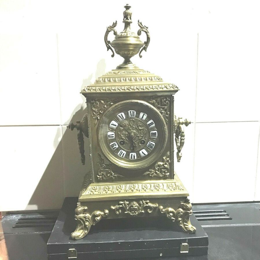 French 8 day Brass Gilt clock Victorian