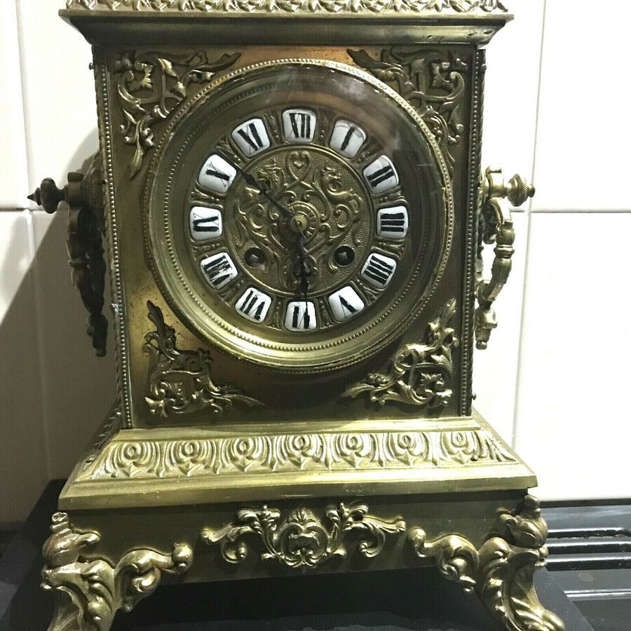 Antique French 8 day Brass Gilt clock Victorian