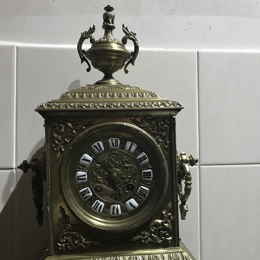 Antique French 8 day Brass Gilt clock Victorian
