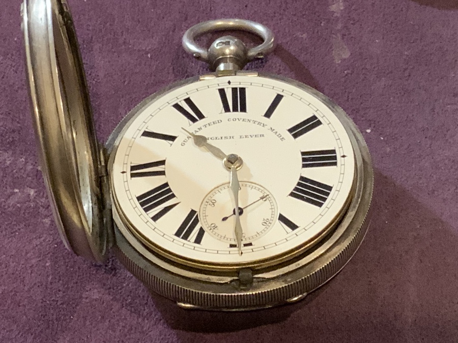 Antique  Coventry pocket watch solid silver cased hallmarked Chester 1901