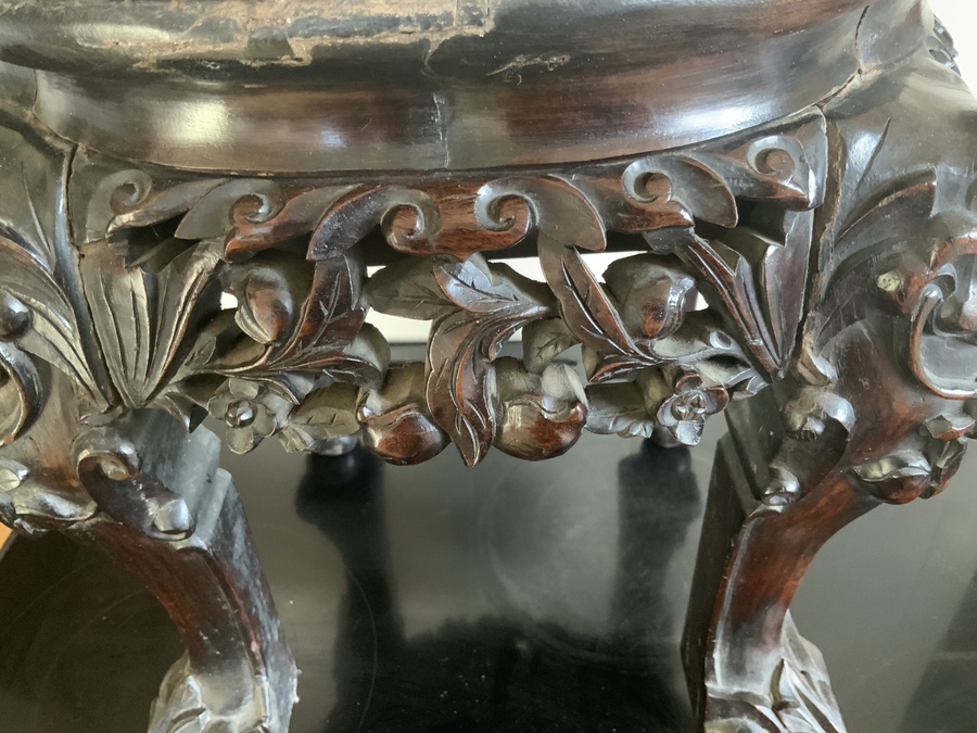 Antique Qing Dynasty Chinese Marble Topped Occasional Table