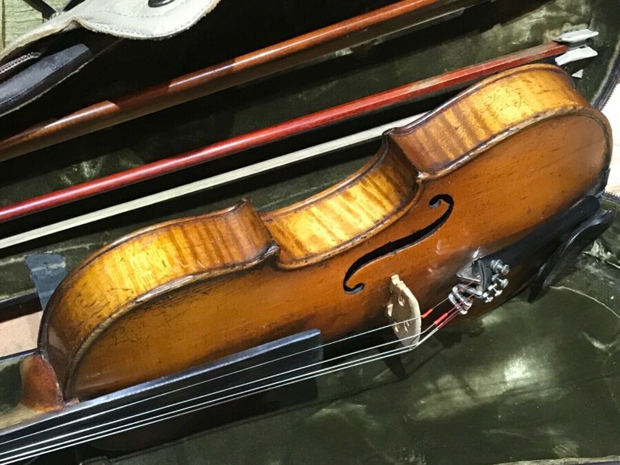 Antique Violin German 19th century cased with two bows