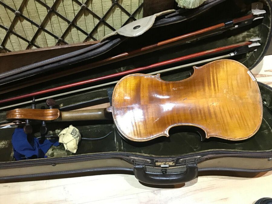 Antique Violin German 19th century cased with two bows