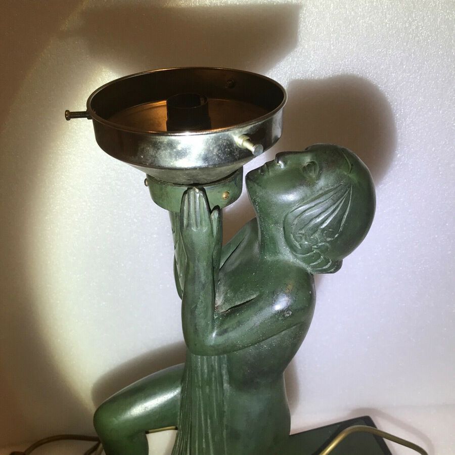 Antique Art Deco bronze and marble lamp