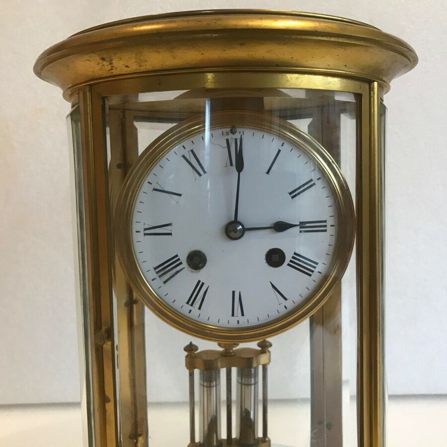 Antique French Oval Four Glass Antique Mantle Clock by Japy Freres