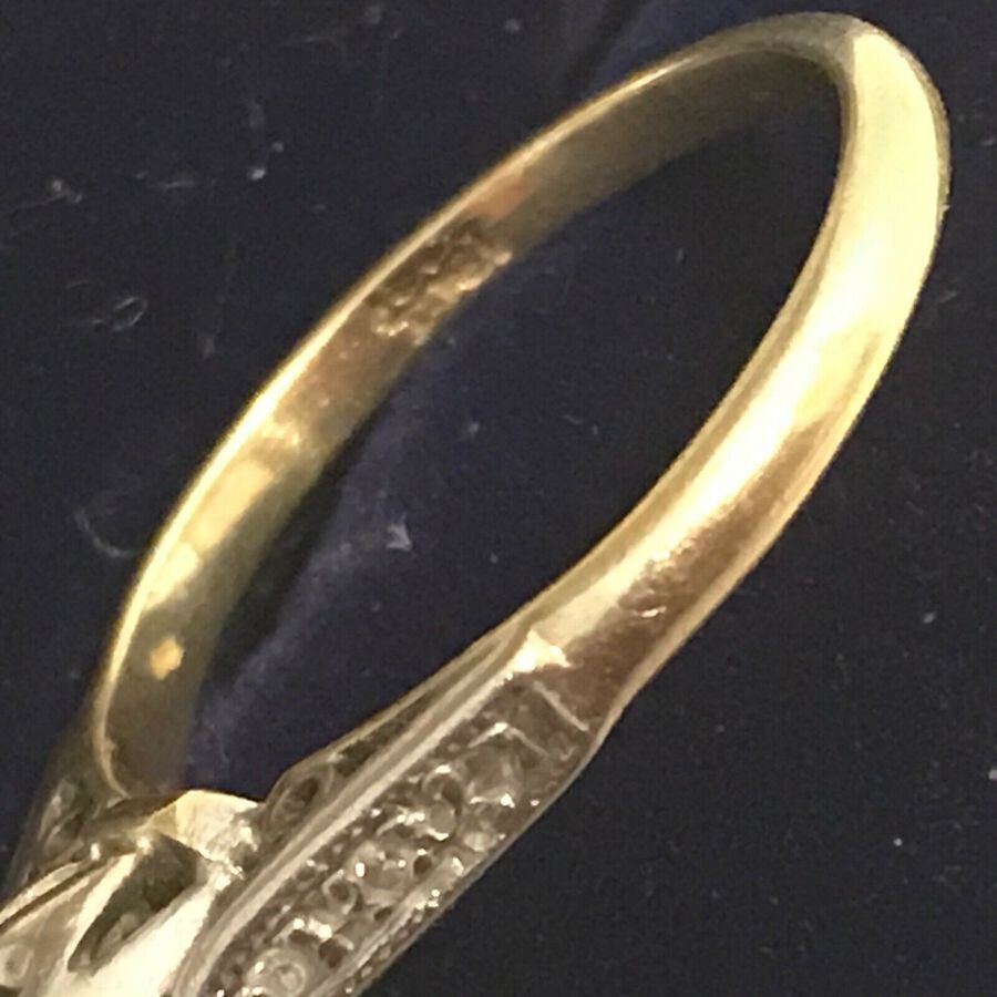 Antique Lady’s diamond solitaire set in 18 CT Gold size M-N