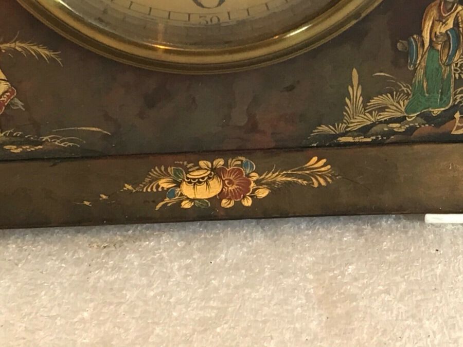 Antique Stunning Chinese painted tortoise shell mantle clock circa 1900’s