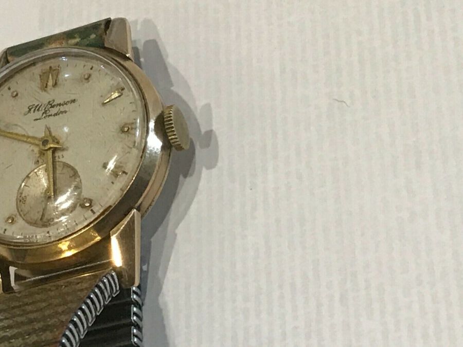 Antique J W Benson 9 CT gold man’s wristwatch