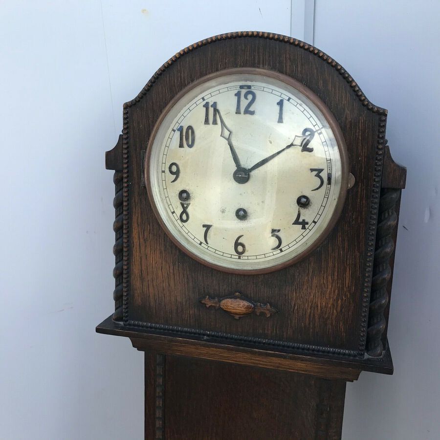 Antique Grandmother clock oak cased Westminster tune mechanical movement