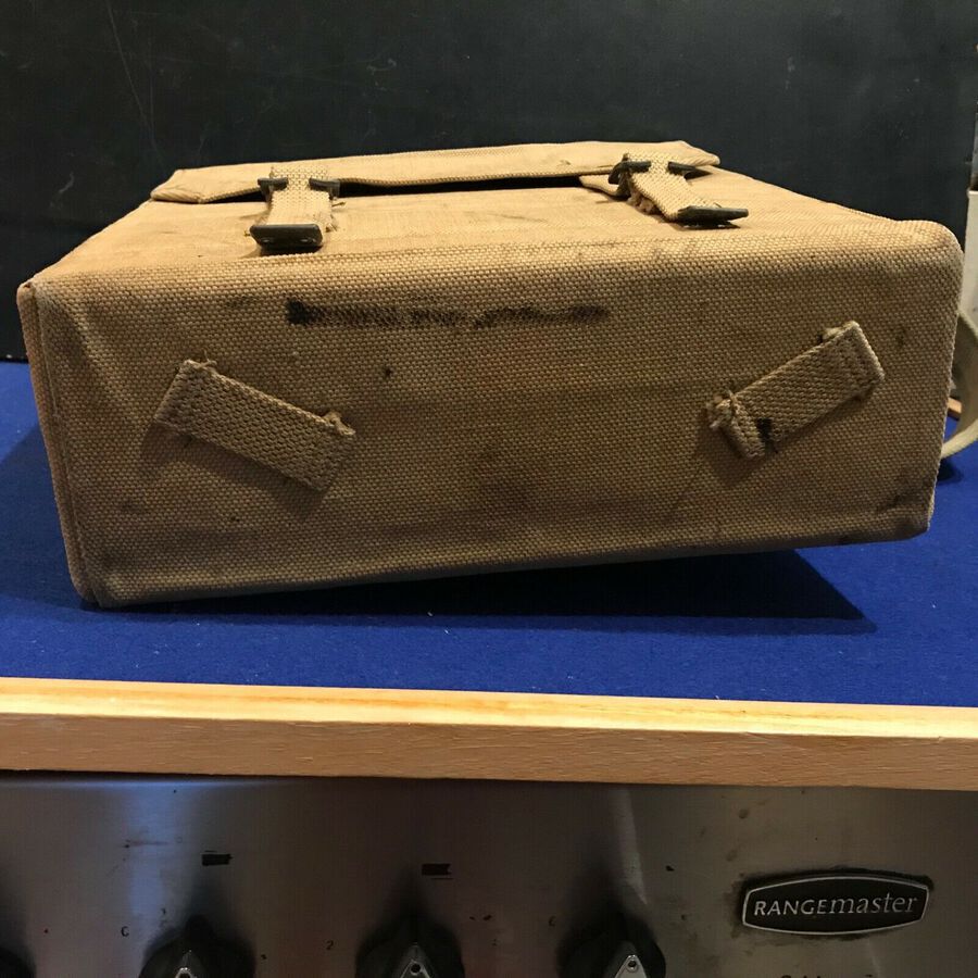 Antique British 1942 radio canvas carrying case