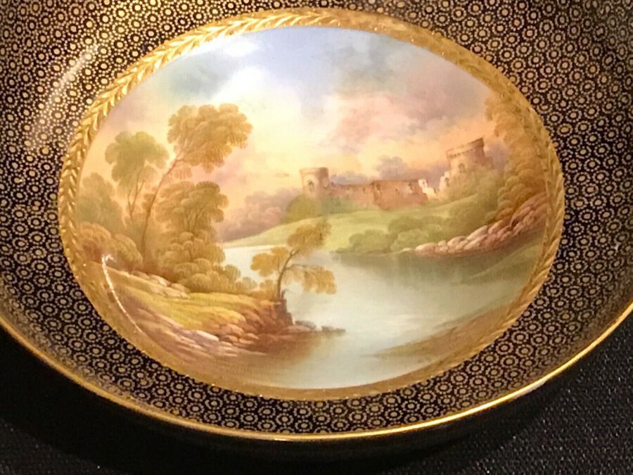 Antique R G Keeling painting on Aynsley dish