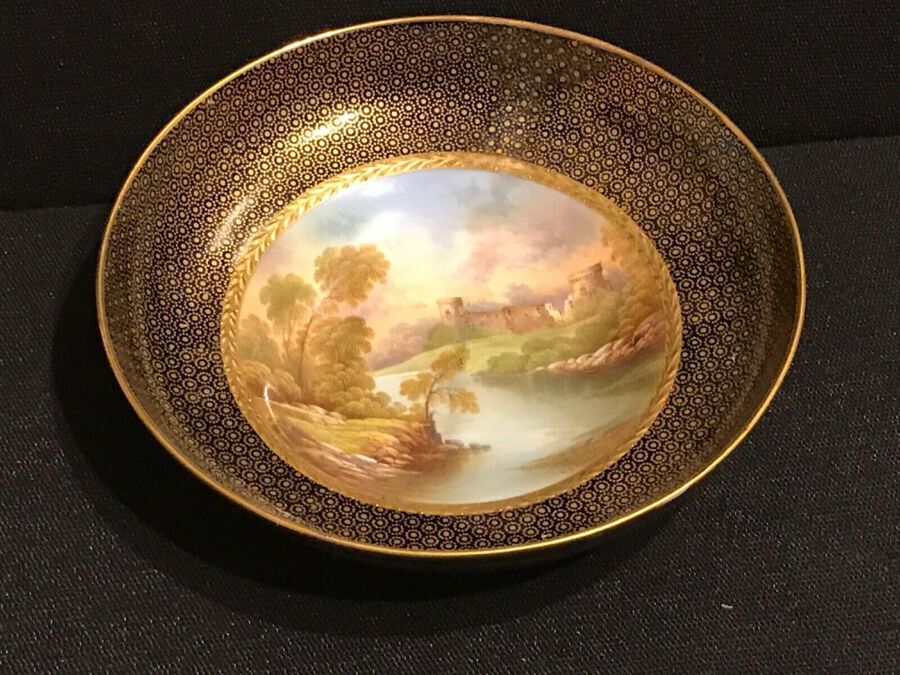 Antique R G Keeling painting on Aynsley dish