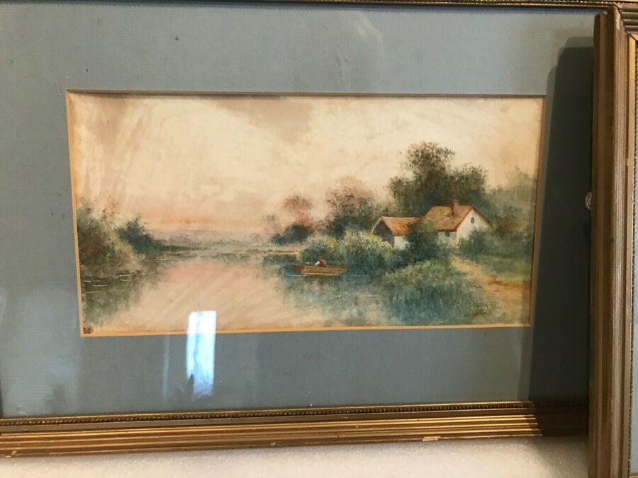 Antique Victorian framed water colour paintings signed