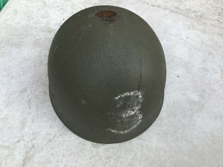 Antique British army soldiers steel helmet 2WW