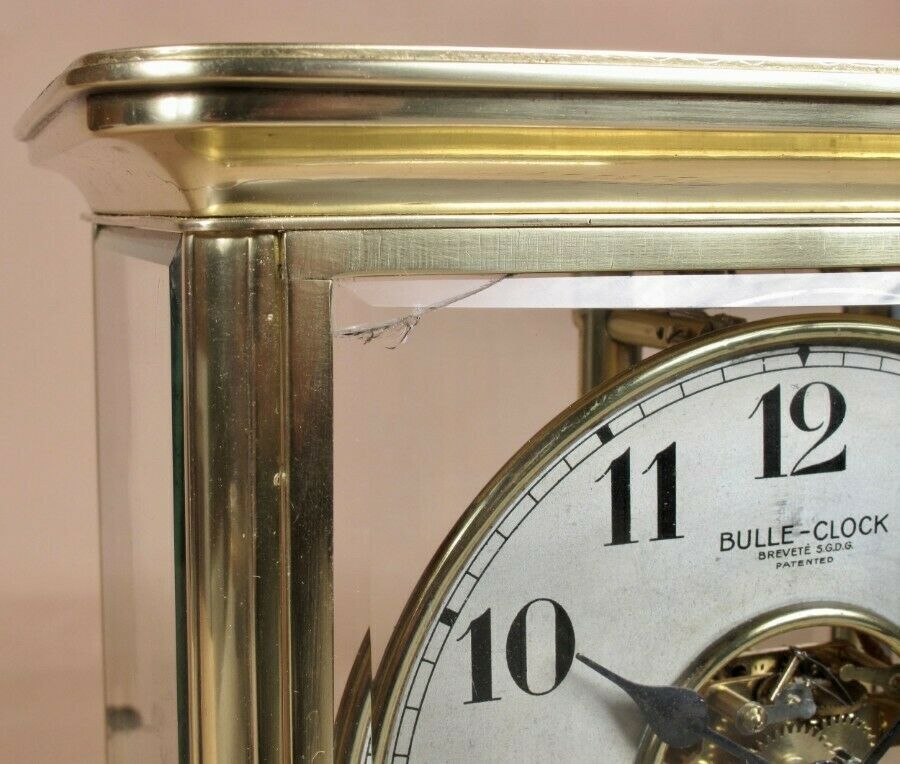 Antique Bulle Electric Four sided glass and brass clock circa 1920's