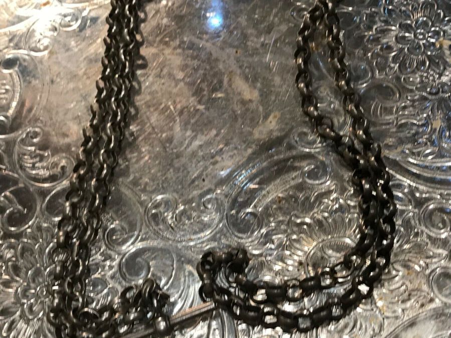 Antique Solid silver belcher necklace with T Bar