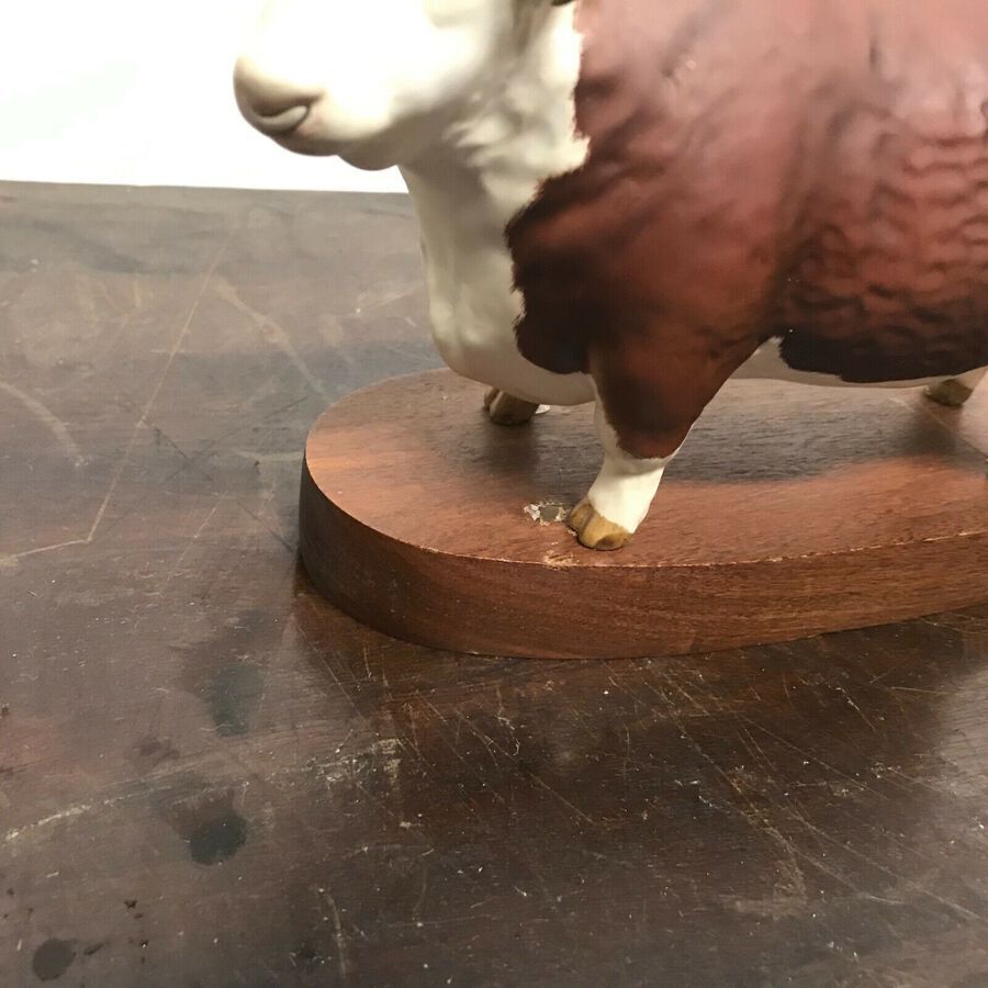 Antique Beswick Hereford Bull on base