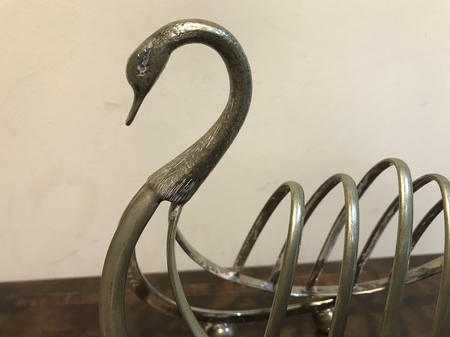 Antique Swan of all toast racks in silver plate