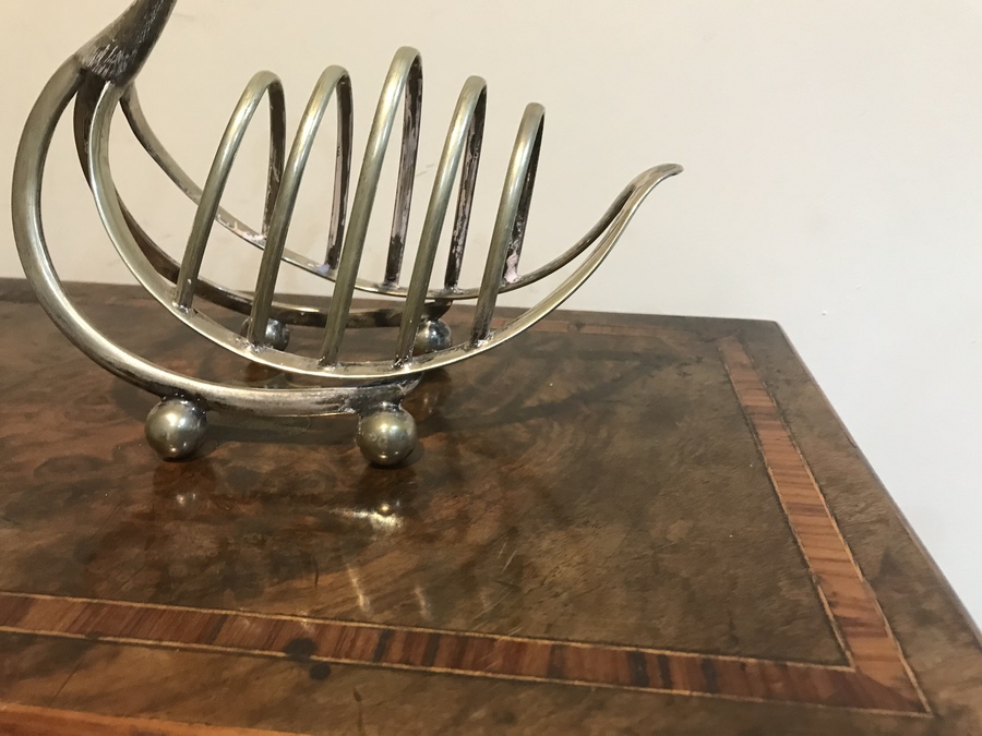 Antique Swan of all toast racks in silver plate
