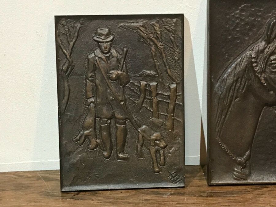 Antique Three Richard Niescher Krefeld bronze plaques