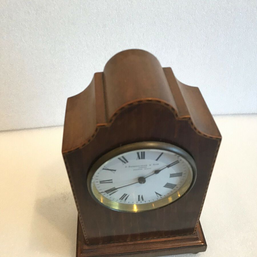 Antique Edwardian inlaid mahogany cased eight day clock