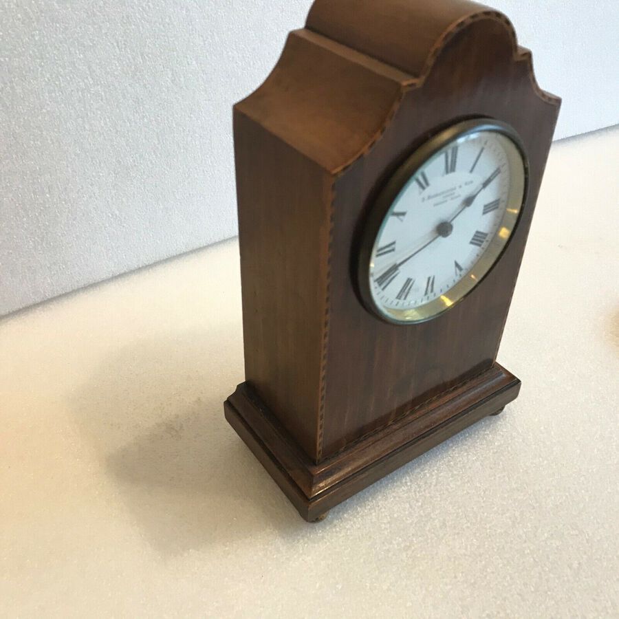 Antique Edwardian inlaid mahogany cased eight day clock